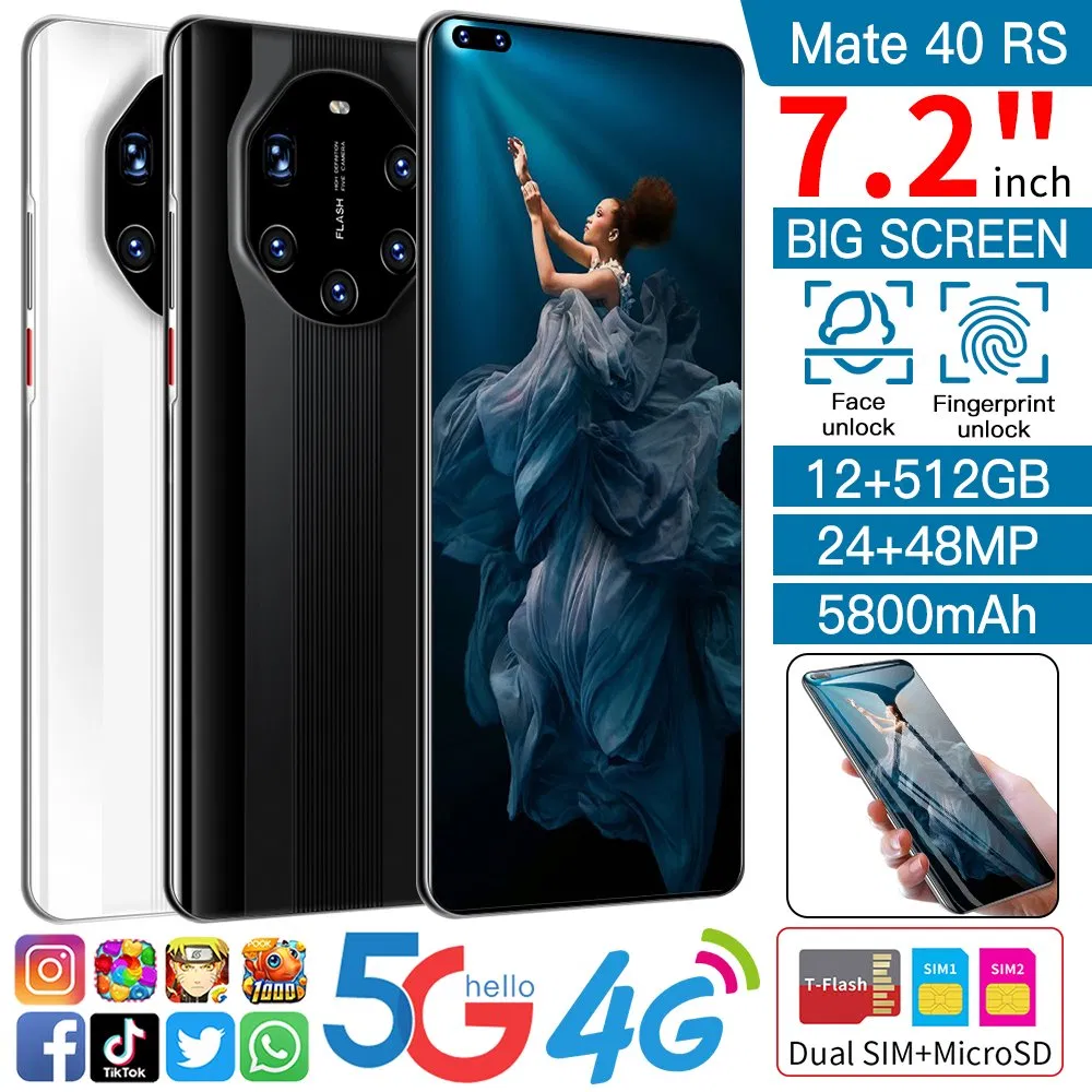 Factory OEM/ODM Global Version Mobile Phone Mete 40 RS 12GB/512GB 7.2 Inch Dual SIM Cellphone 4G 5g Smartphone