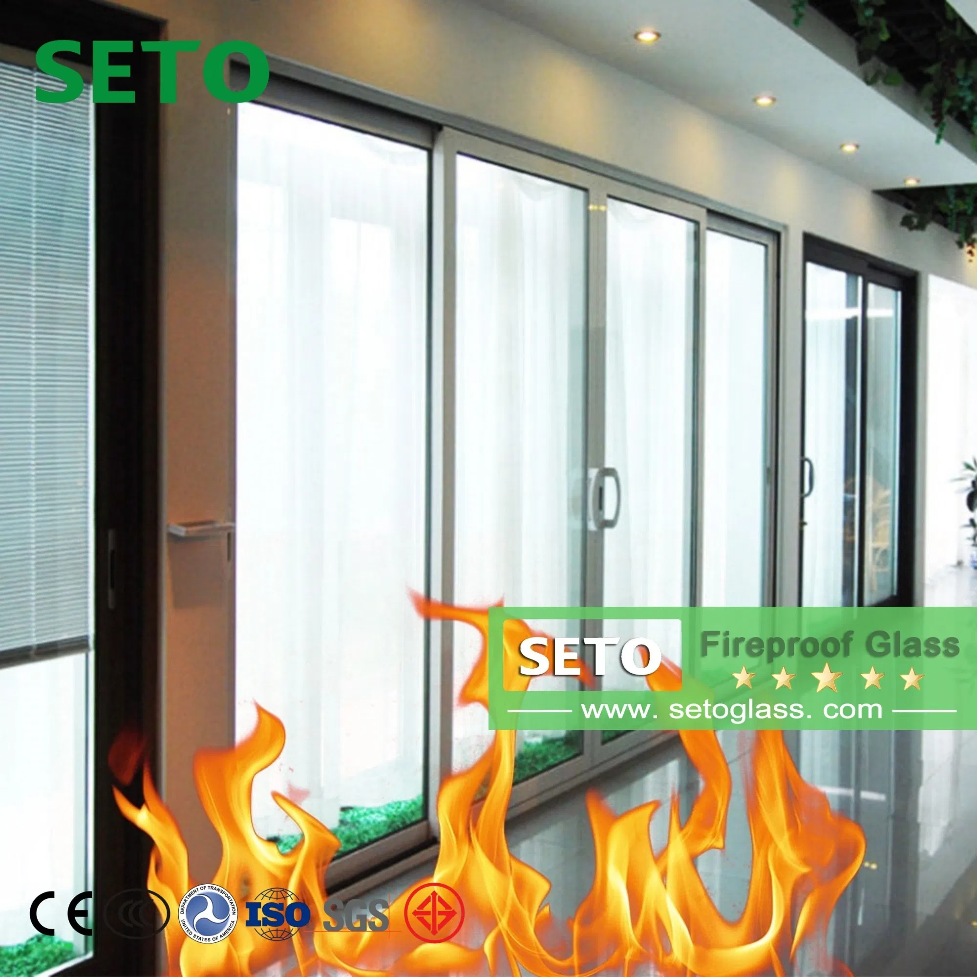 Building Fireproof Glass Soda Lime Silicate Glass Single Piece Tempered Fireproof