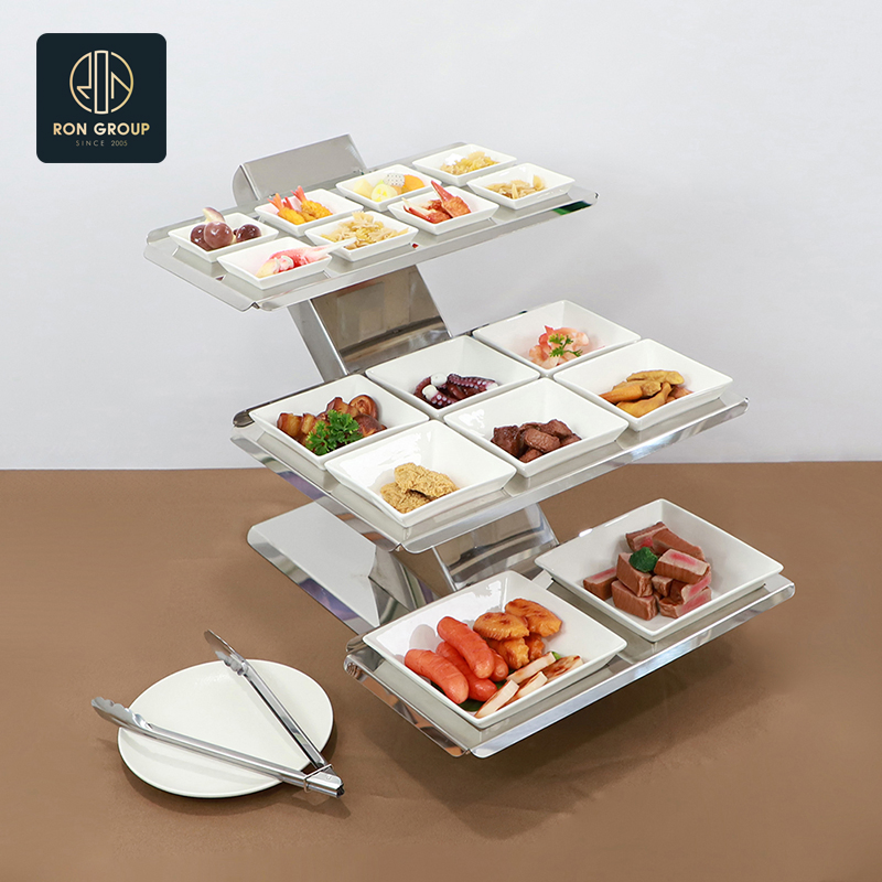 Commercial Stylish Multi-Tier Buffet Rack for Elegant Dining Displays