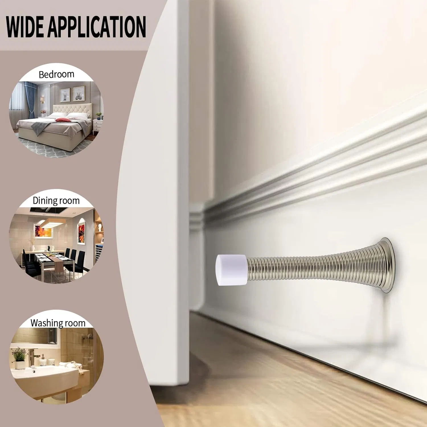 MD170L-Sc Steel Door Stop, Bright Nickel Finish