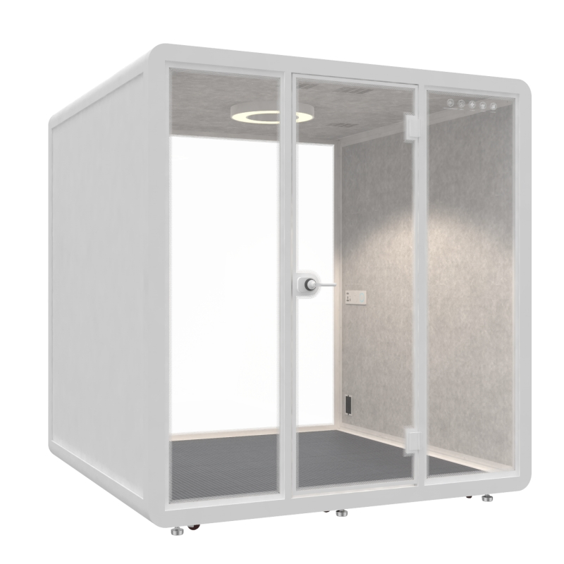 Acoustic Office Room for Focused Work with Silent Fan and Integrated LED Lights