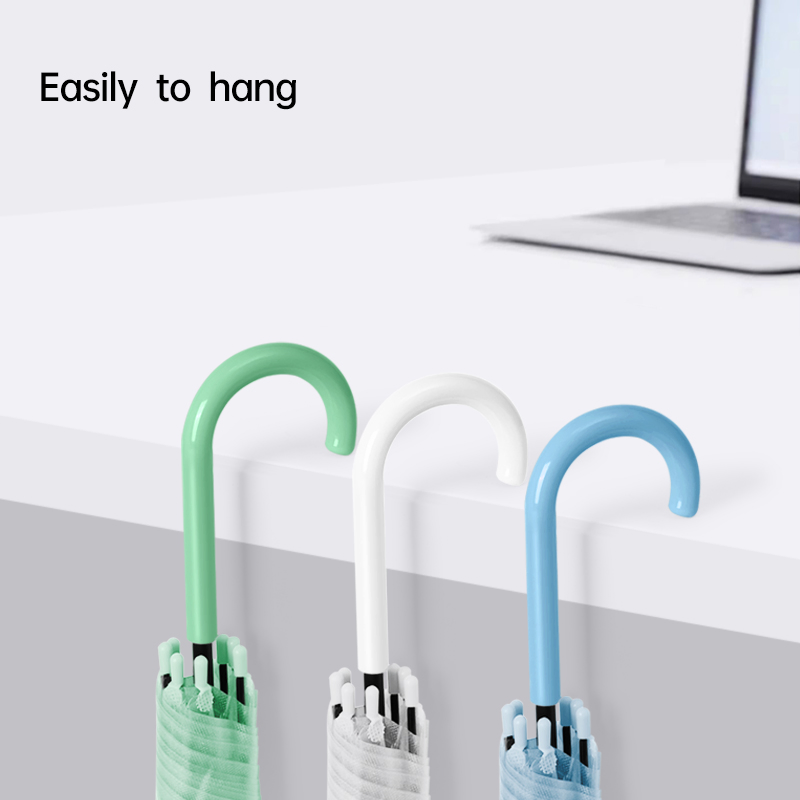 Полупрозрачный зонт-трость с печатью, J-ручка