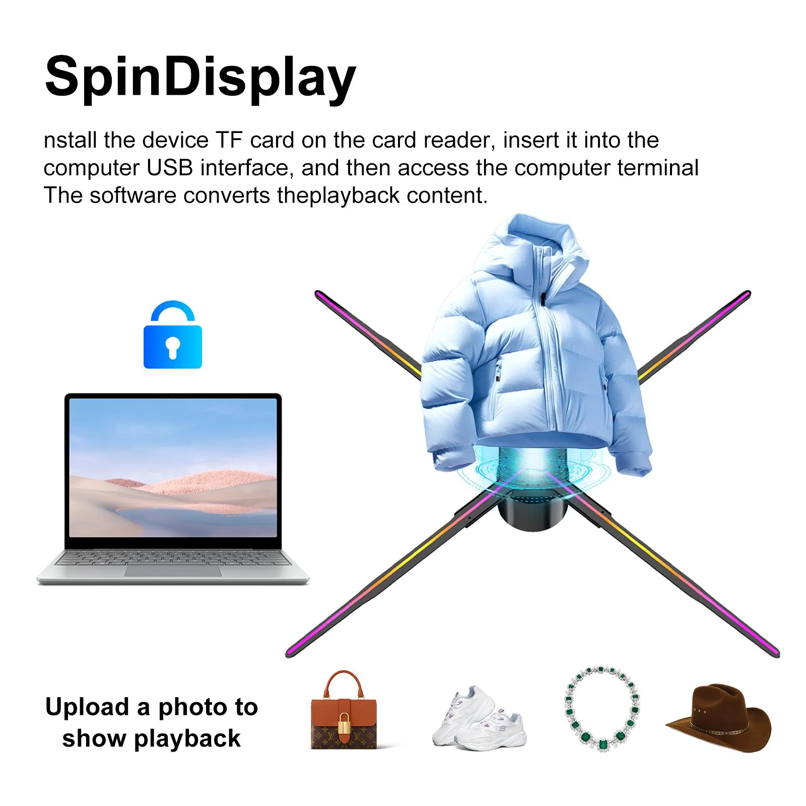 65см LED-вентиляторный 3D голографический дисплей