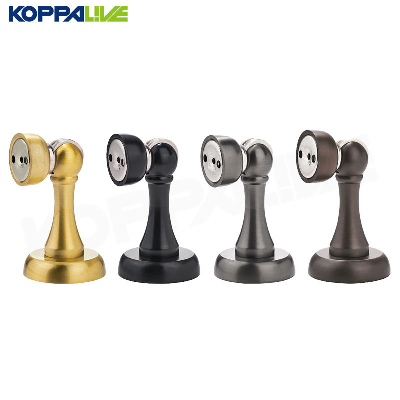 Koppalive Brass Heavy Duty Door Stop Wall Mounted Wooden Door Anti-Collision Black Magnetic Door Stopper