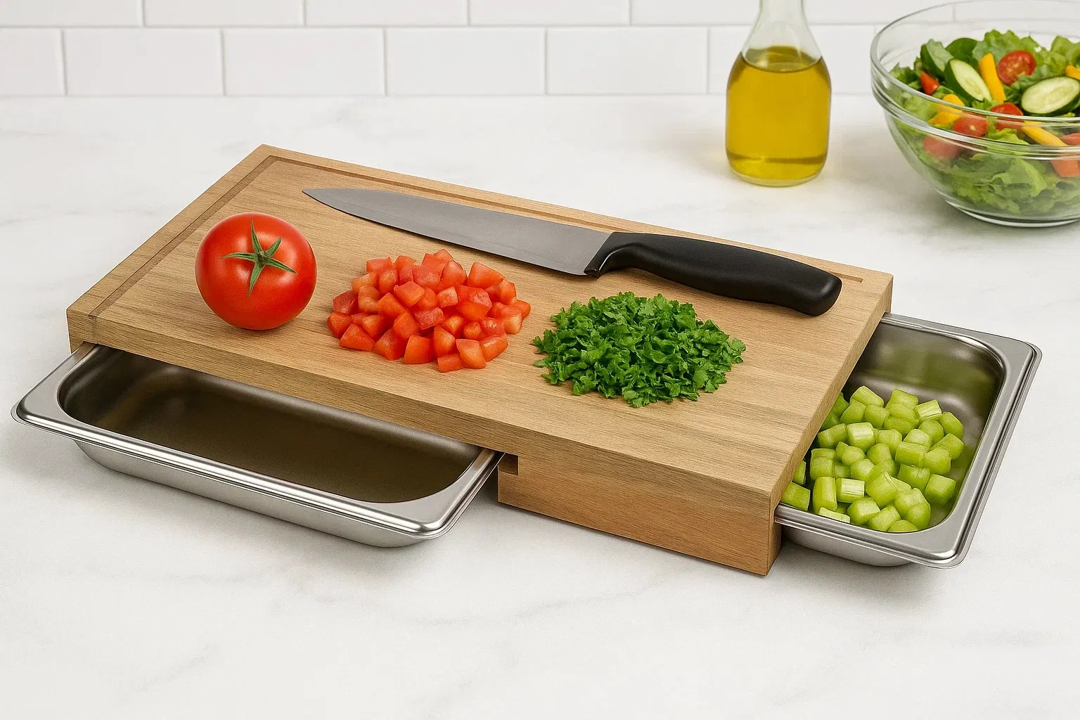 Durable Kitchenware Cutting Board with Tray for Effortless Food Prep