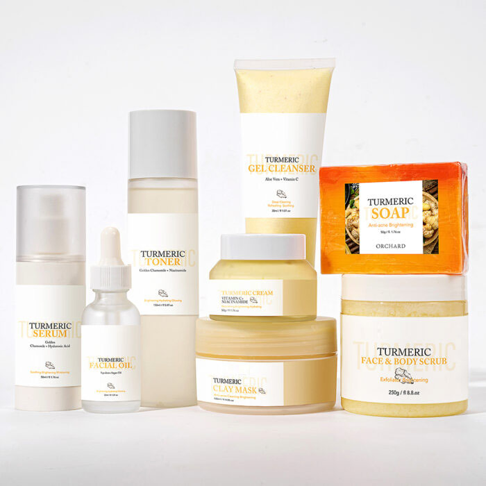 Turmeric Skincare Deep Clean Anti Acne Dark Spot Facial Repairing Whitening Brightening Private Label Turmeric Face Wash Skin Care Set
