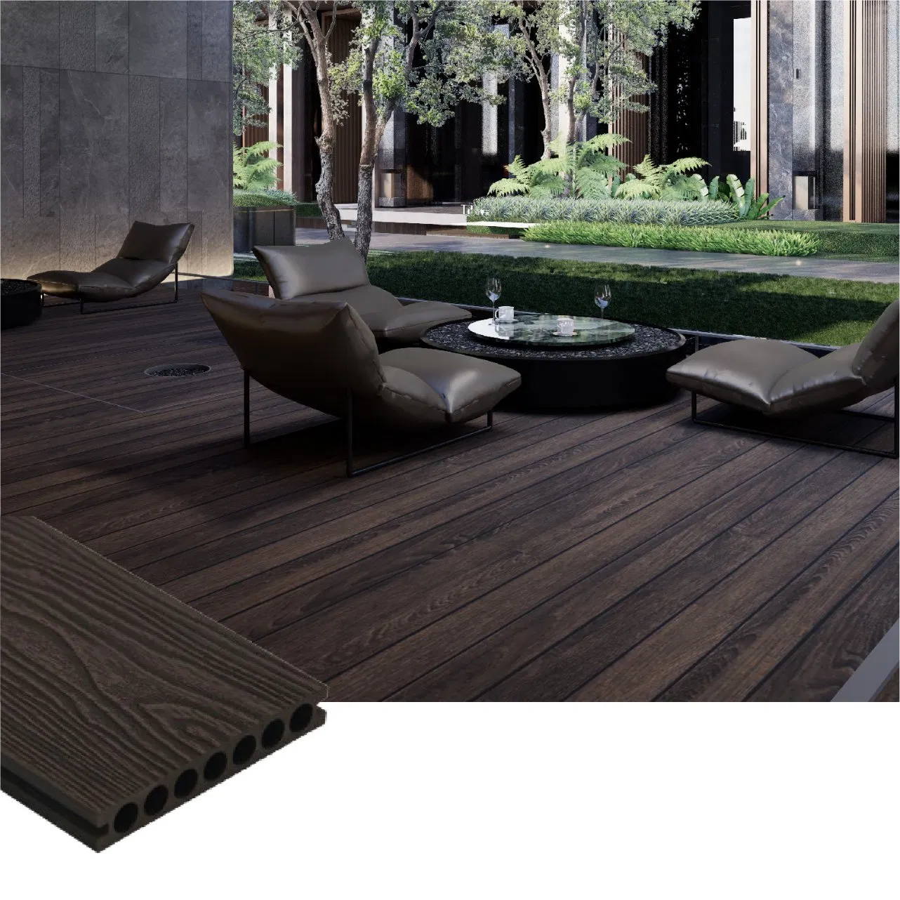 Customizable Rustic WPC Decking Board Durable Low Maintenance for Park Landscape