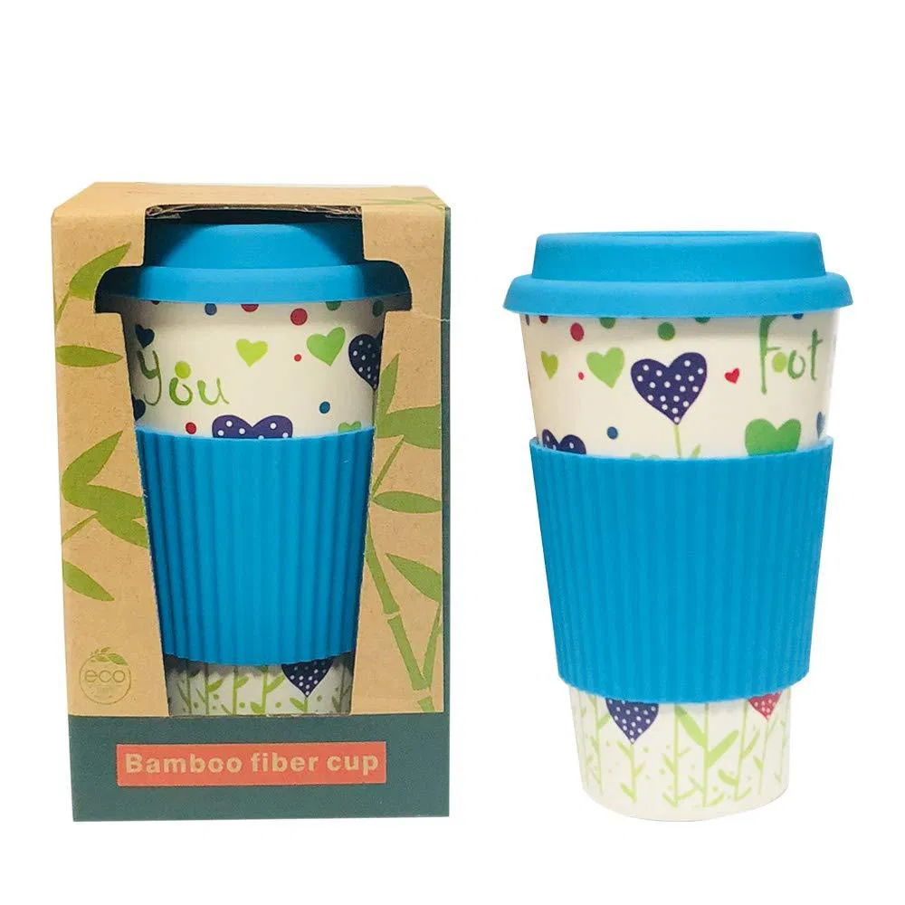 400ml 500ml Biodegradable Custom Takeaway Travel Bamboo Reusable Fibre Coffee Cup Mug