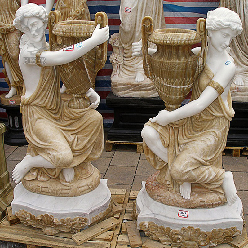 Wholesale Garden Decoration Handcarved Natural Stone Relief Flower Urns Planters Pots Large White Marble Flowerpot