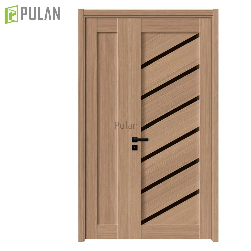 Indoor MDF Skin with PVC / Wood Veneer Hollow Particle Board Core Latest Design Bedroom Quiet Wooden Flush Door with Glass