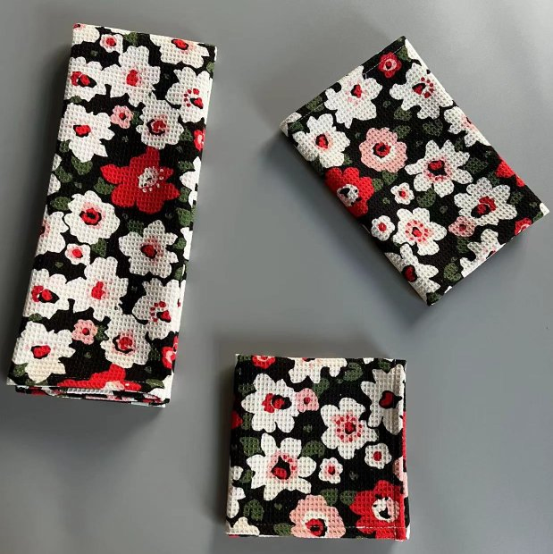 Custom Waffle Cotton Printing Kitchen Napkin Tea Towels