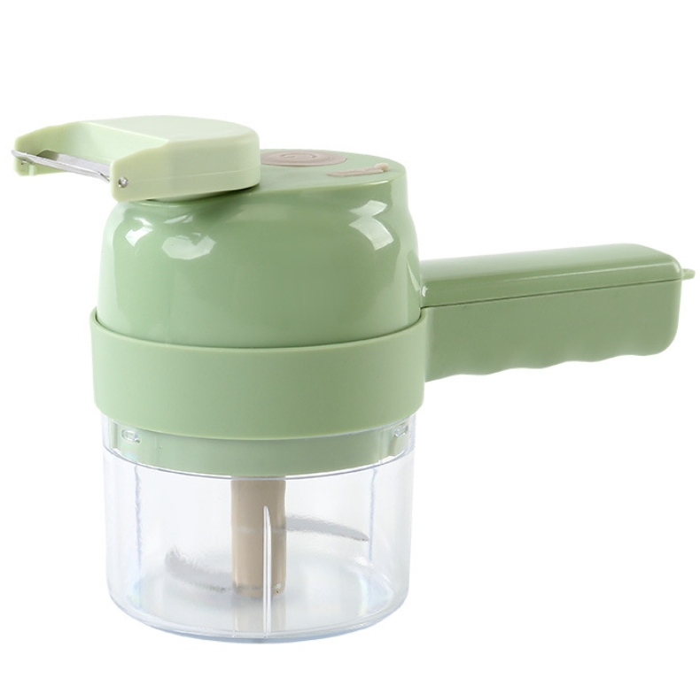 4-in-1 Handheld Electric Chopper - Multi-Functional Vegetable & Meat Cutter for Garlic/Pepper/Chili/Onion/Ginger + Cleaning Brush