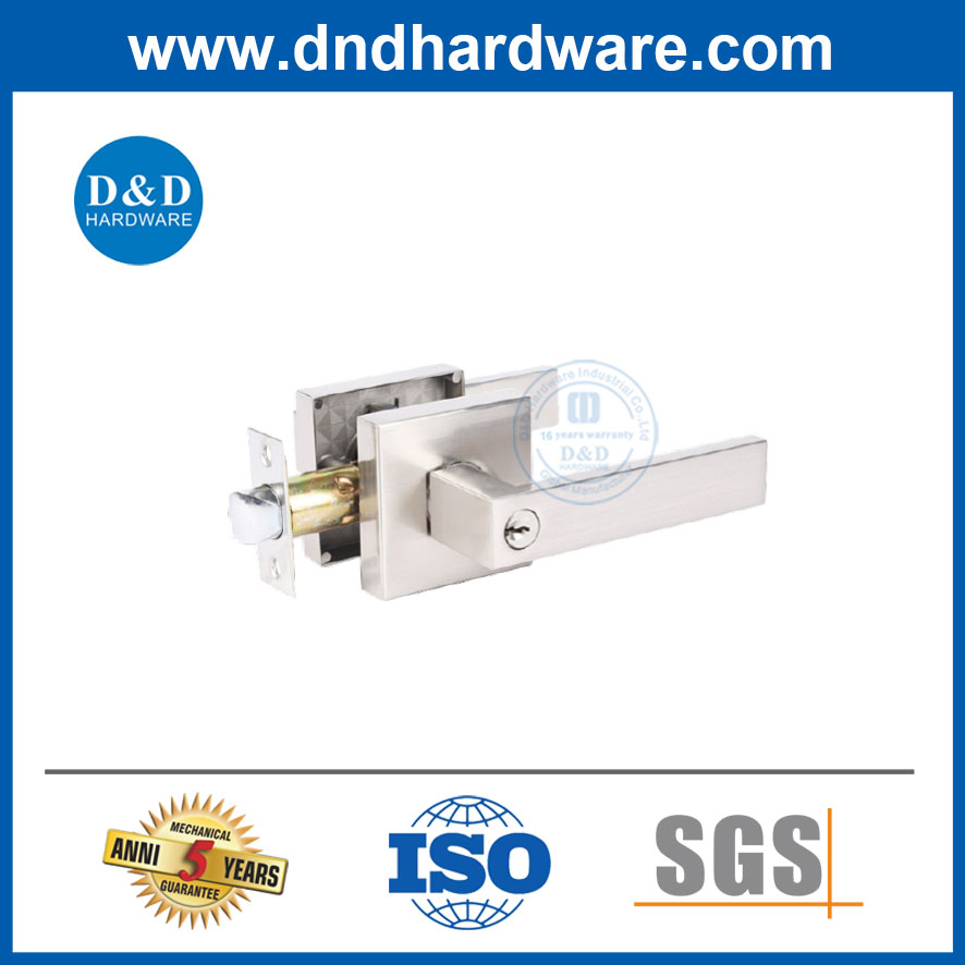 Heavy-Duty Entrance Square Door Handle Lock Set Security Tubular Lever Door Lock