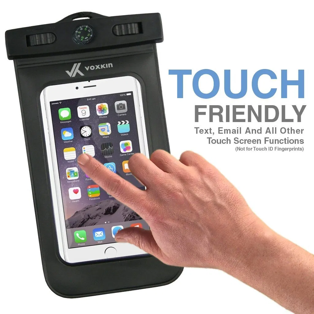 Ipx8 Universal Waterproof Dustproof Pouch Bag Case for Every Cell Phone Includes Free Armband Compass Lanyard