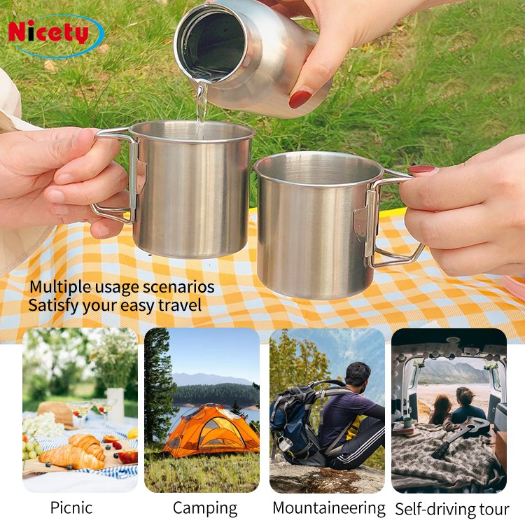 Eight-Piece Hiking Portable Cup Pot Pan Cooking Ware Camping Cookware Set
