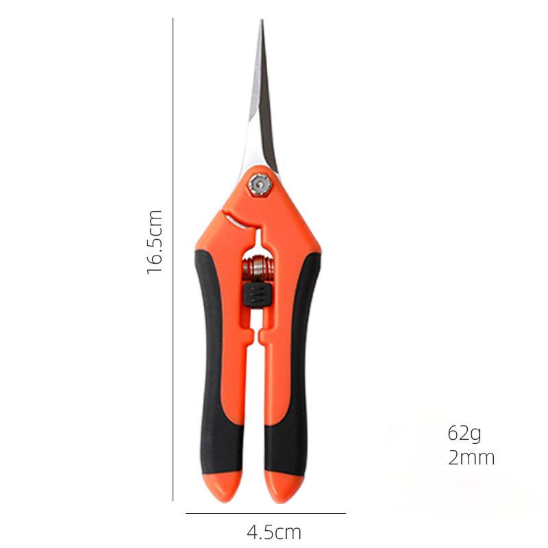 Gardening Scissors Hand Pruner Pruning Shear with Straight Stainless Steel Blades Orange