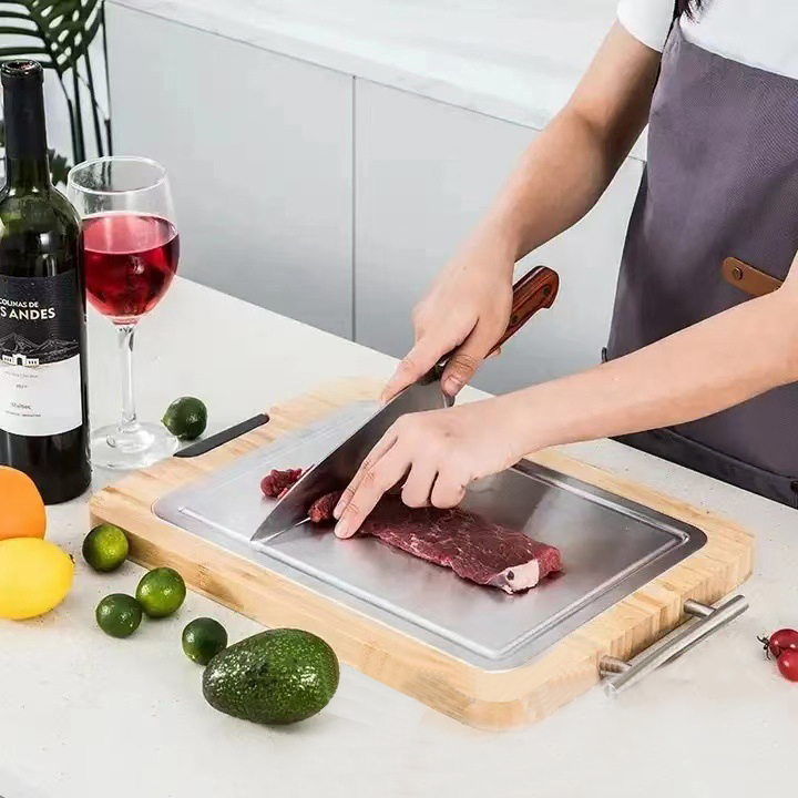 Creative Bamboo Wood Portable Cutting Board Kitchen Solid Wood Double-Sided Usable Cutting Board Household Solid Wood Convenient