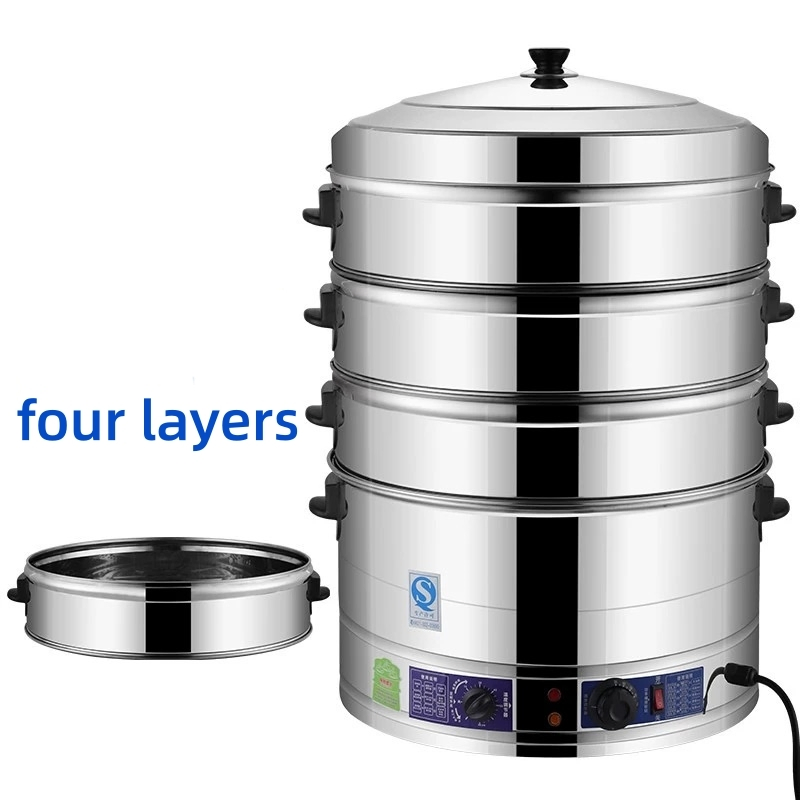 Electric Stainless Steel Momo Bao Pao Food Steamer Cooking Machine Bun Cooker Steamer