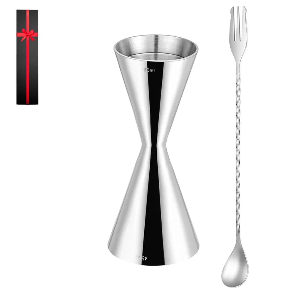 Jigger Cup Stainless Steel Measuring Cup Ounce Cup Graduated Cup Cocktail Measuring Cup Stainless Steel Double Headed Bar Spoon Cocktail Spoon