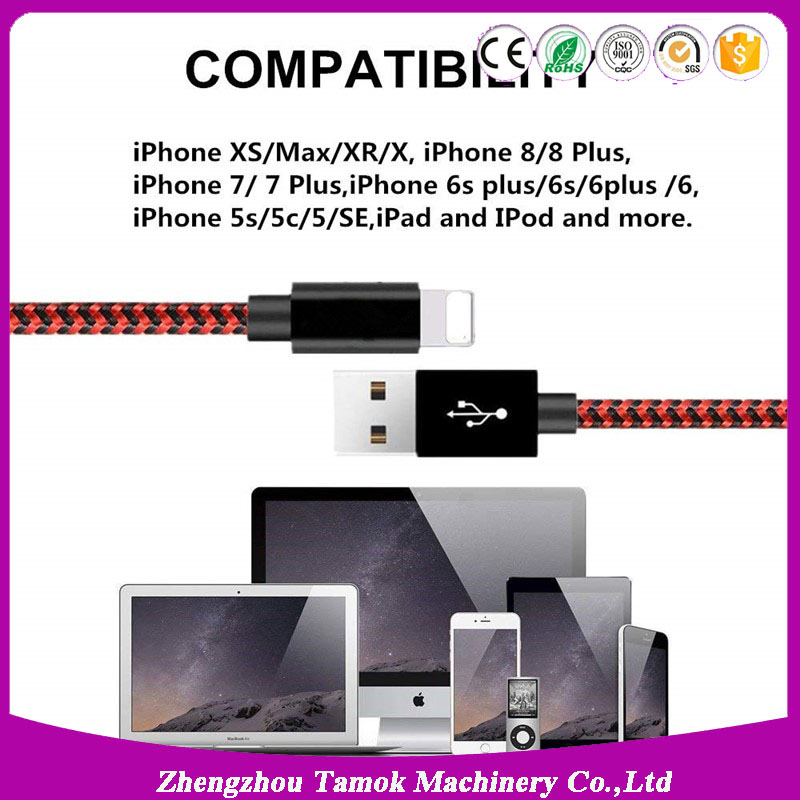 Customized Nylon Braided Lightning Micro USB Charging Type C Cable