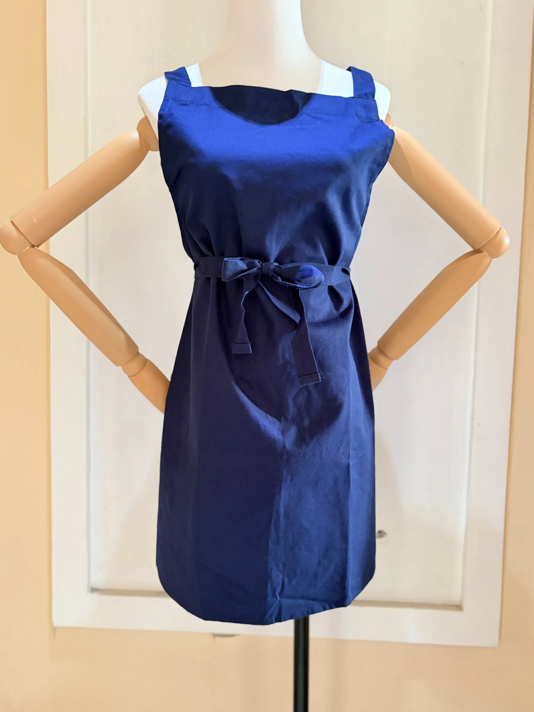 Cotton Twill Blue Bib Apron with Woven Belt Customized Logo Printed for Restaurant, Kitchen or Promotion