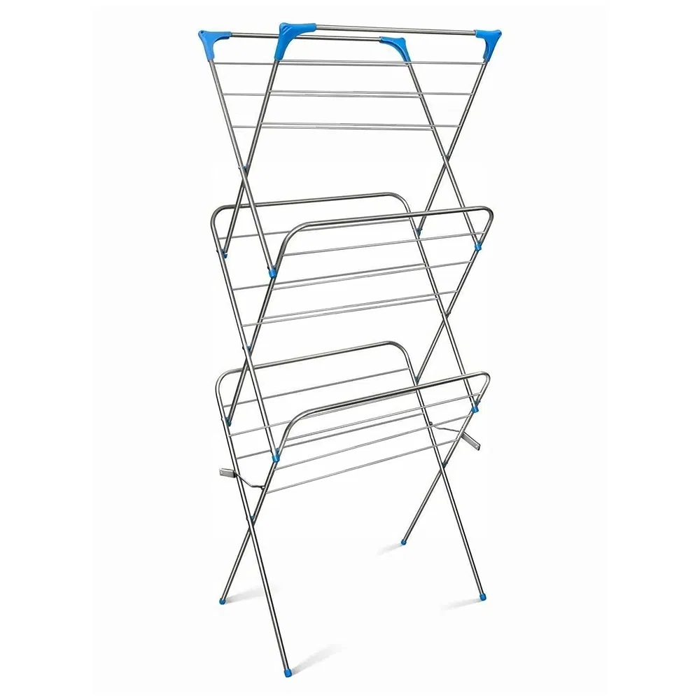 Best Seller Metal Laundry Drying Clothes Rack in Purple/Blue/Black/Green/Grey/Pink with Folding and Floor Standing Design for Towel/Shirt/Blanket/Dresses/Pillow