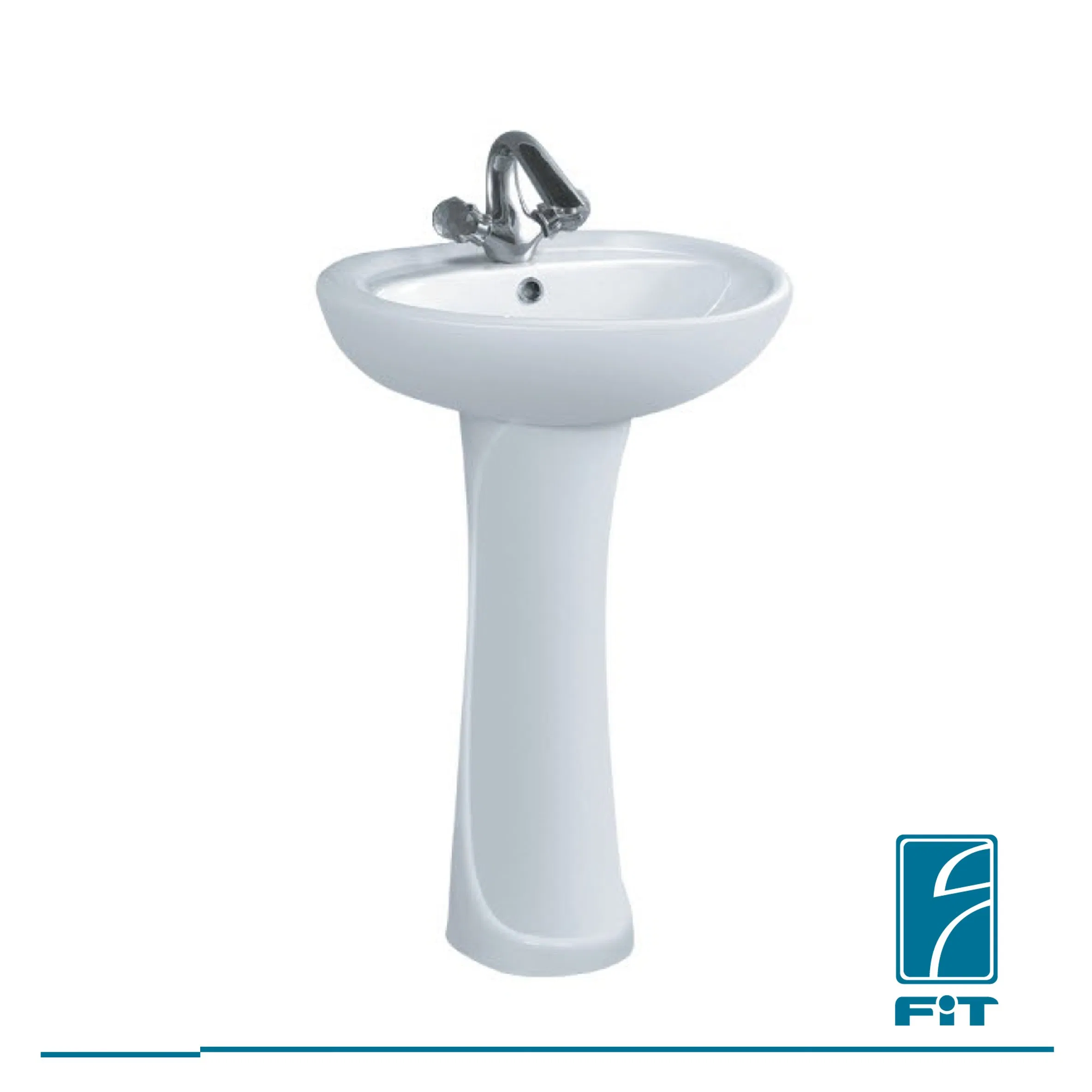 Factory Standing Floor Pedestal Sink Porcelain White Ceramic Wash Basin for Bathroom