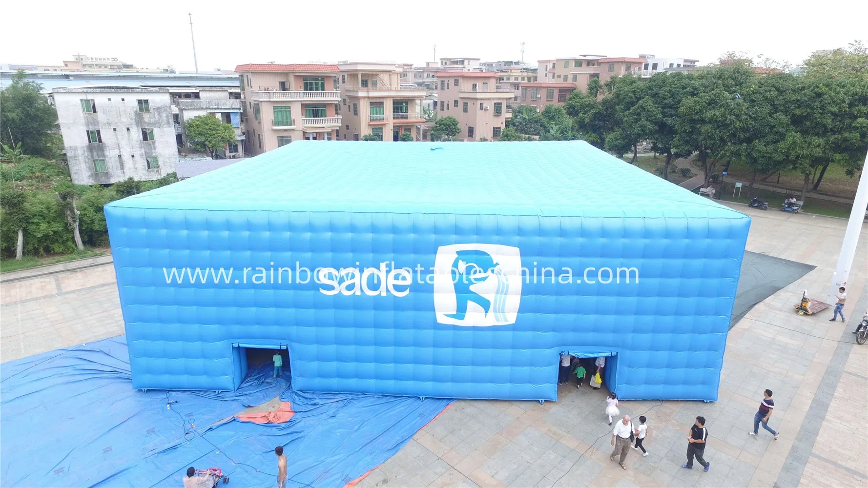 Large Blue Inflatable Tent for Commercial Events and Outdoor Brand Promotion Activity