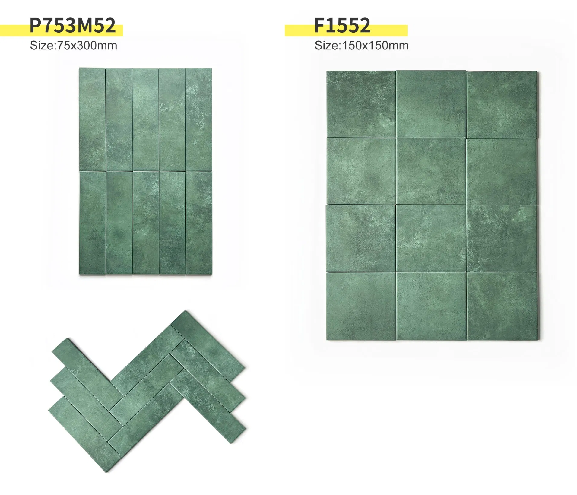 75*300 mm & 150*150 mm Handmade Matt Ceramic Wall Decoration Porcelain Tiles for Kitchen Bathroom