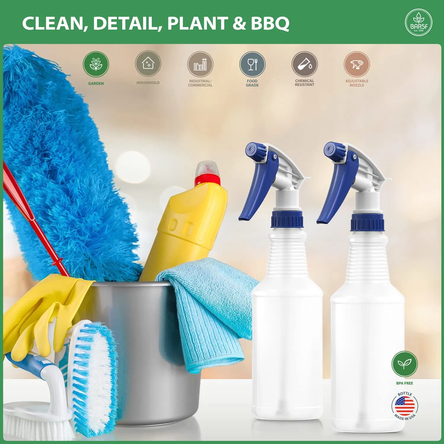 Plastic Spray Bottles Proof Empty 16 Oz. Value Pack Chemical Adjustable Sprayer