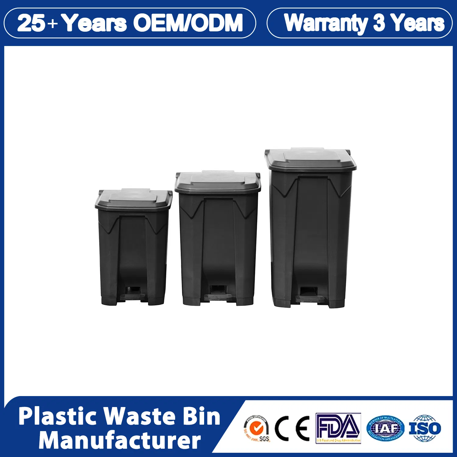 OEM 13 Gallon Office Type Inroom Community Plastic Trash Can Waste Bins Dustbin for Home Use
