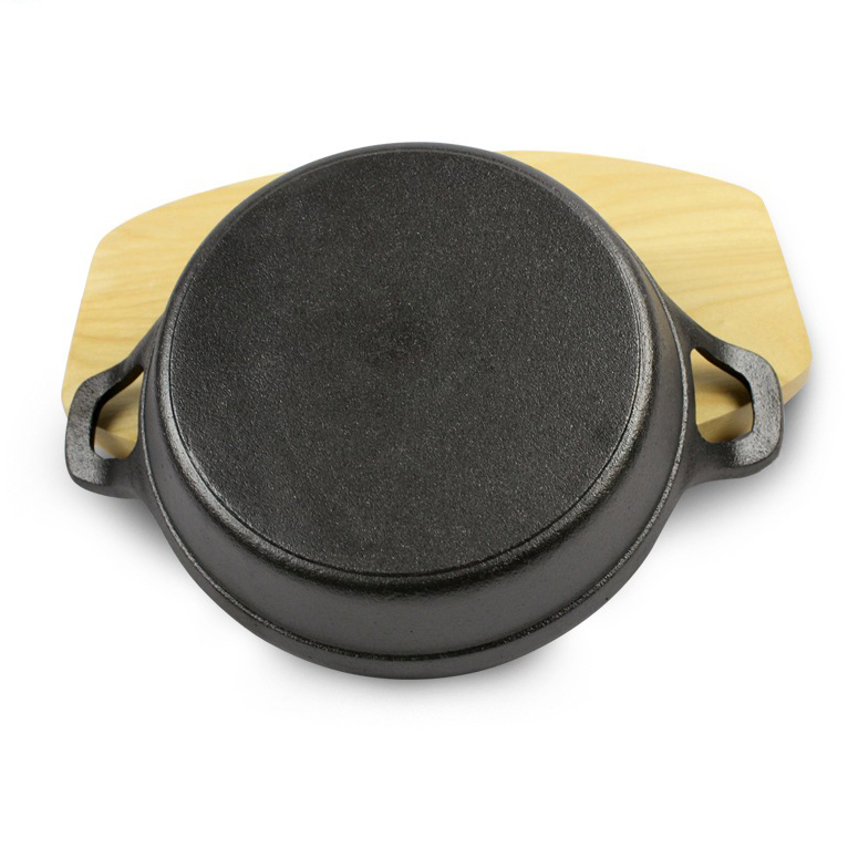 Dia 12cm 16cm 18cm 4.7" 6.3" 7" Inch Round Small Round Shape Cast Iron Steak Pan Sizzling Plate with Seperate Handle