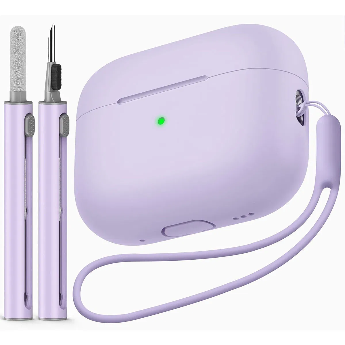Чехол для AirPods Pro 2 с ручкой для чистки и карабином