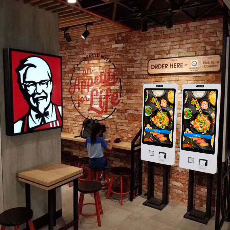 Efficient 21 Inch Order Kiosk with Integrated Label Printer