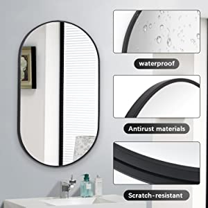 Luxury Oval Metal Frame Bathroom Mirror Wall Mounted Makeup Vanity Mirror for Home Decor