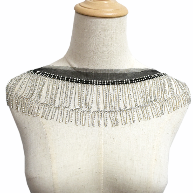 Лента декоративная 9 см с бахромой бисером кисточкой