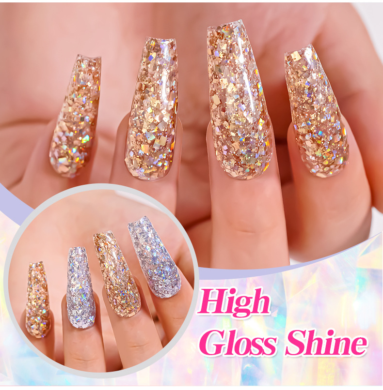 Nail Art Sparkle Glitter Nail Polish Long Lasting off UV LED Gel