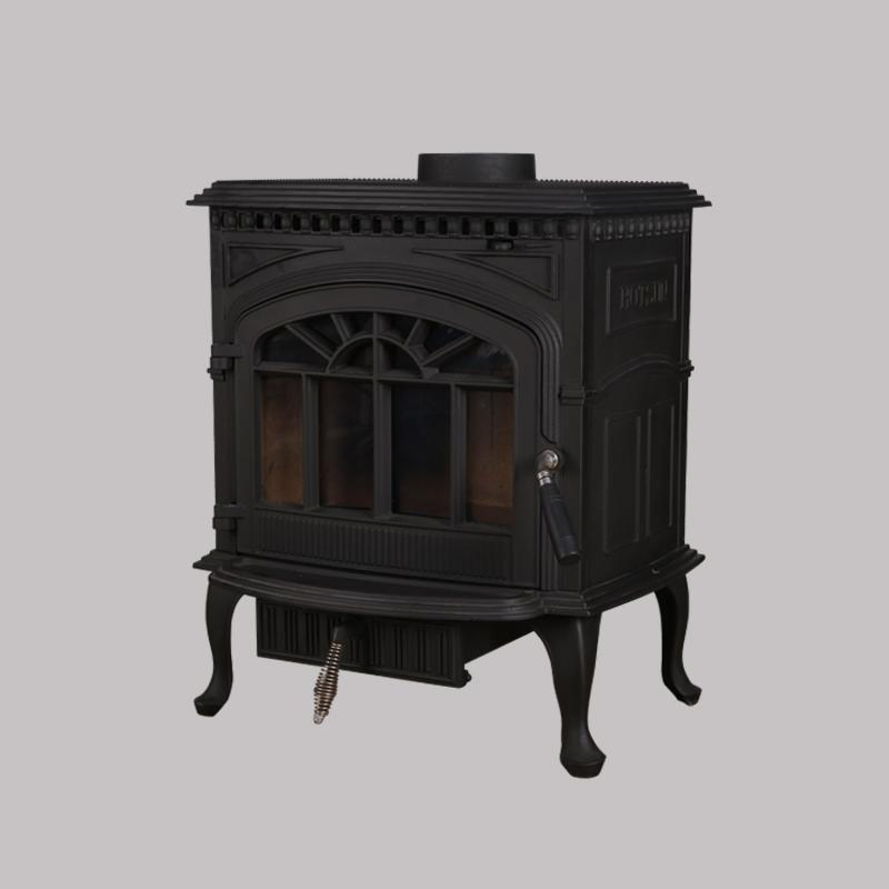 Дровяная печь-камин круглая металлическая с пультом