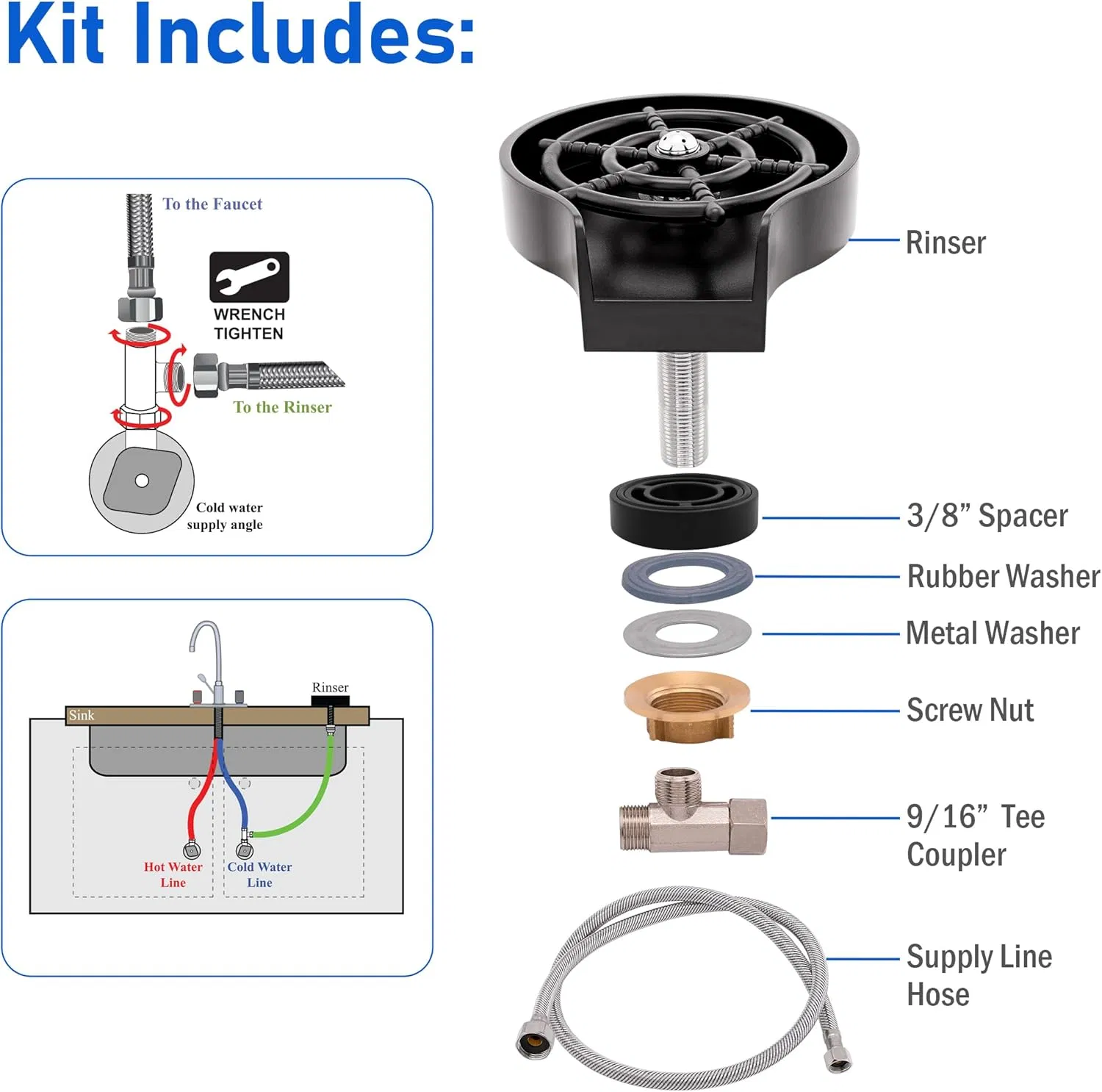 Golden ABS Automatic Kitchen Sink Glass Cup Rinser High Pressure Bottle Cleaning Washer for Sink