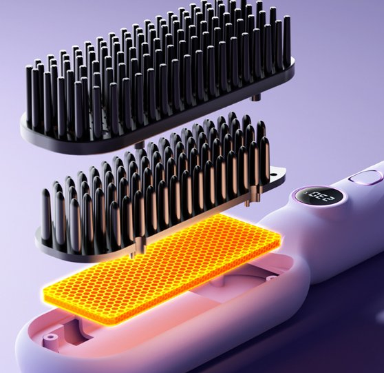 Wholesale New Ionic Hair Straightening Comb, Portable 2-in-1 Straightening & Curling Iron