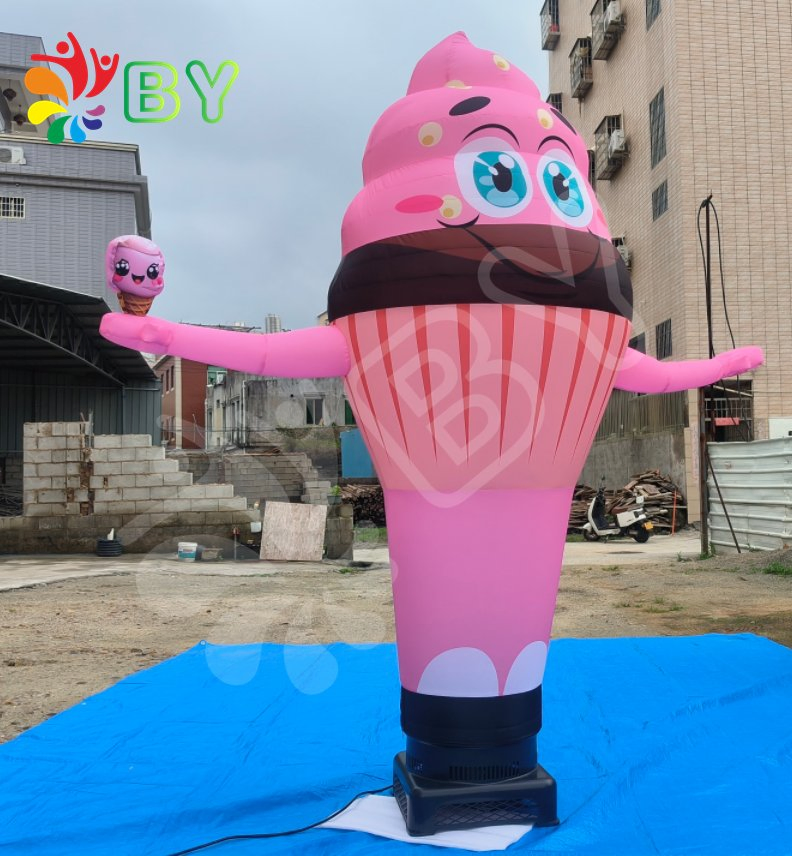 Factory Customized Plastic Inflatable Ice Cream Cone Air Dancer Portable Inflatable Ice Cream Water Mattress