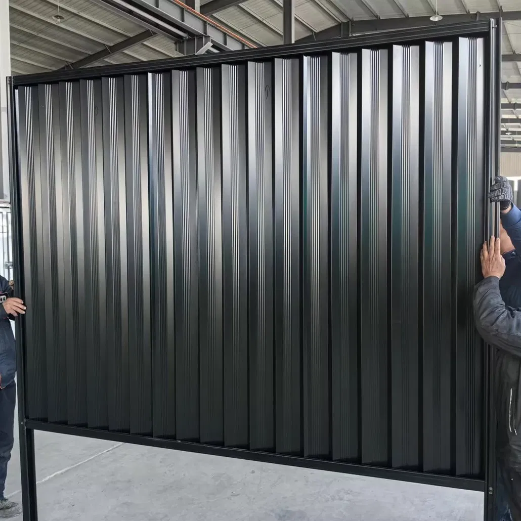 Wood-Like Black Grey Corrugated Steel Privacy Fence