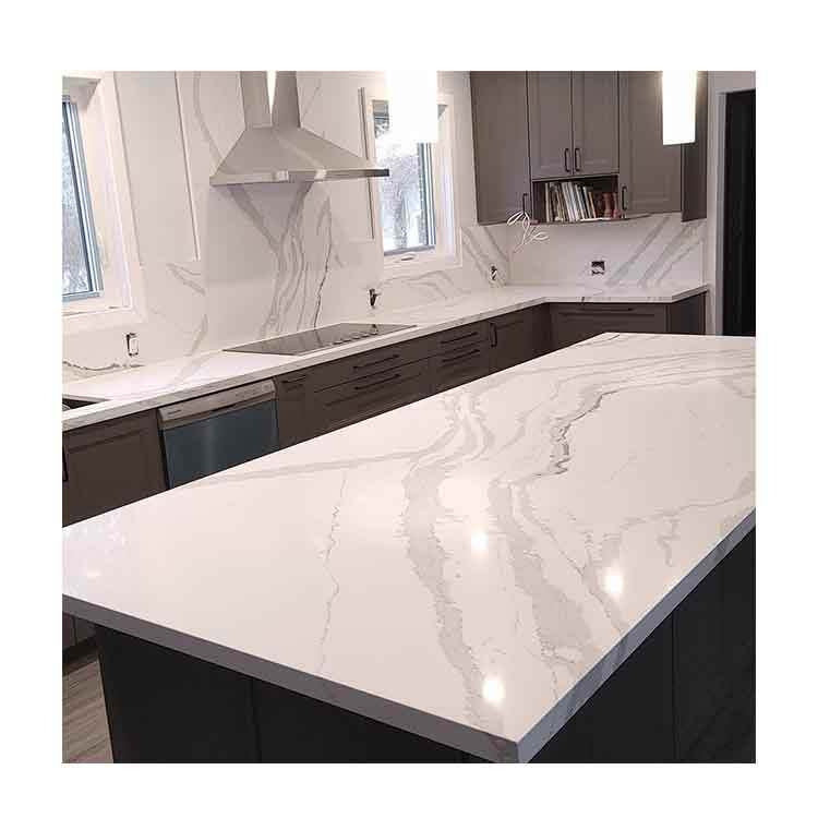New Matching Kitchen Cabinets Countertops Calacatta White Quartz Countertop