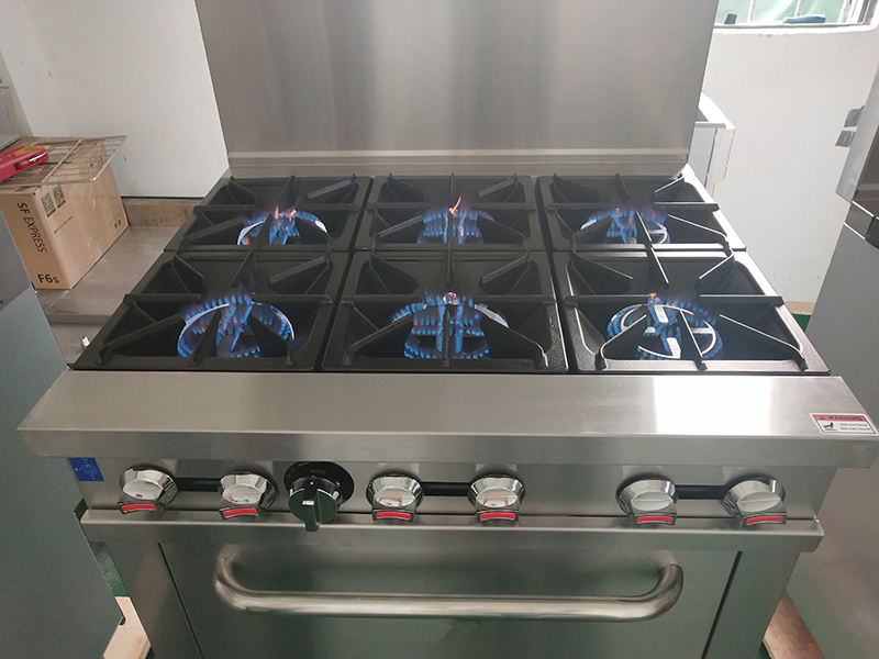 Kitchen Equipment Commercial 6 Burner Gas Stove Range with Gas Oven Cooking Machine (RGR36)