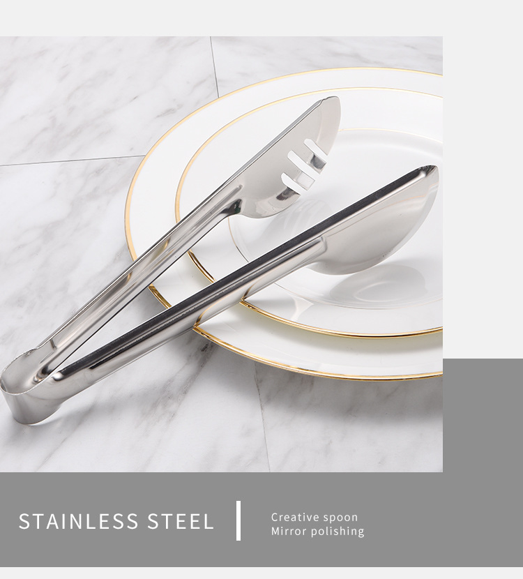 Classic Stainless Steel Food Tongs BBQ Bread Food Serving Kitchen Utensil Tongs for Cooking Desserts