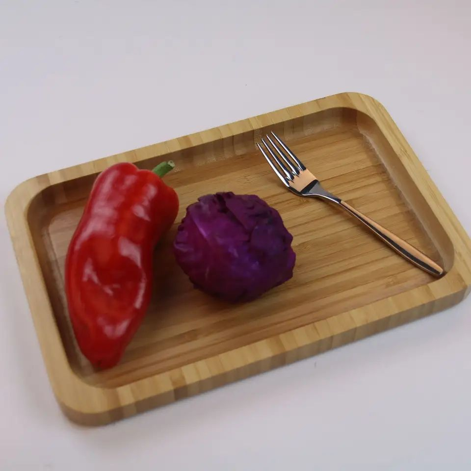 Прямоугольный бамбуковый поднос для фруктов и орехов