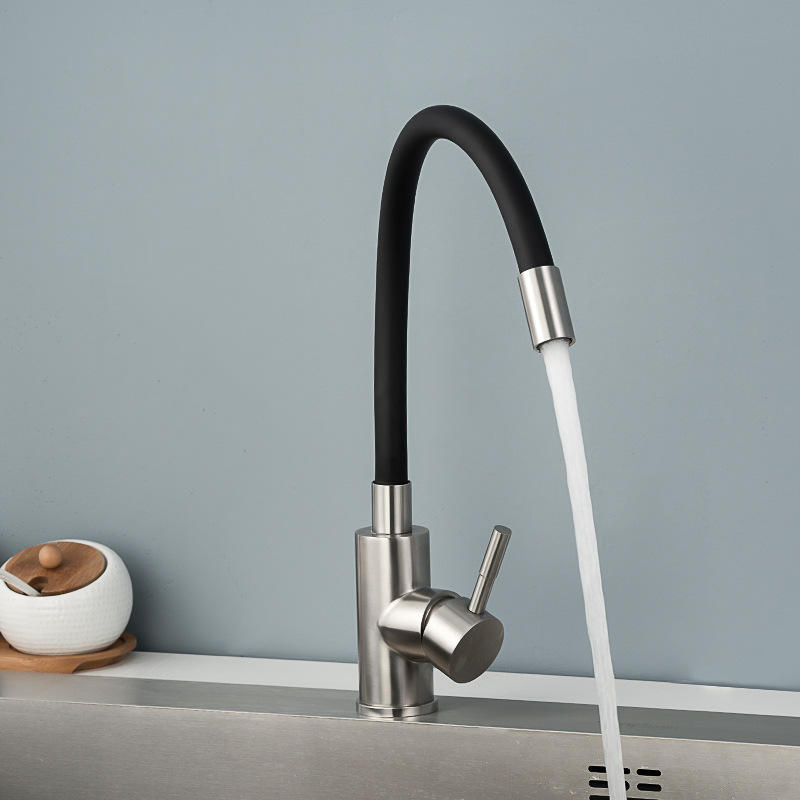 Senhang Stainless Steel Mixer Black Flexible Swivel Taps Kitchen Faucet