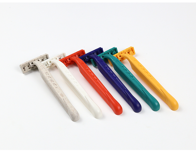 Color Biodegradable Wheat Straw Disposable Shaving Razor for Hotel