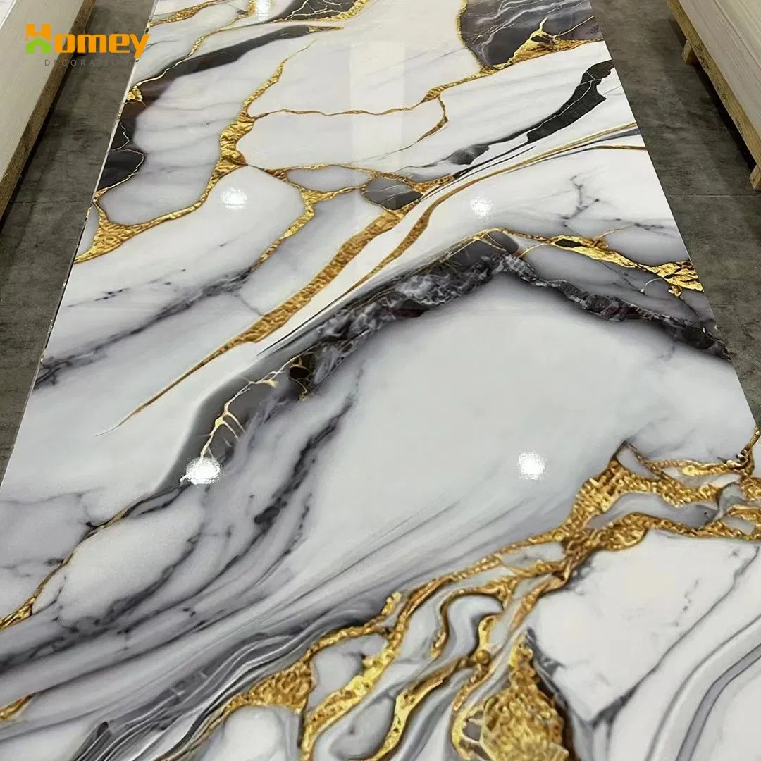 Customized Factory Price High Glossy Waterproof Marble PVC UV Marble Sheet 3D PVC Wall Panel