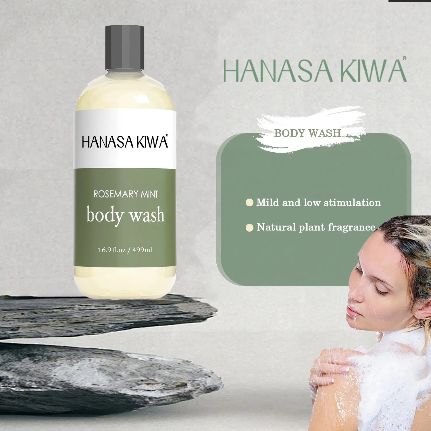 Private Label Rosemary Mint Body Wash with Hyaluronic Acid